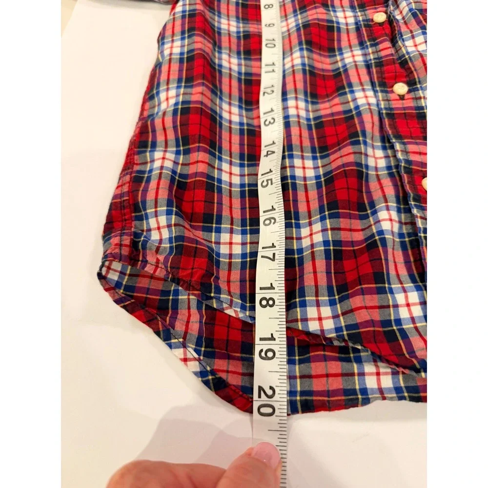 Ralph Lauren Kids Red Blue White Plaid Cotton Button Down Shirt Size 6